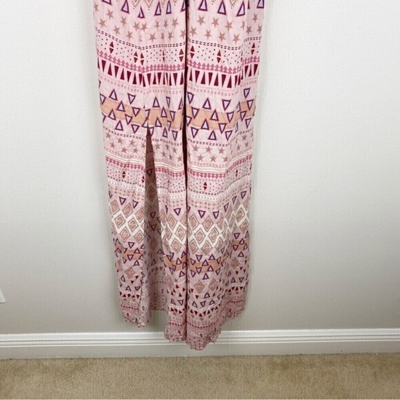 Lulu's Mosaic Days Blush Pink Print Tie Back Side Slits Maxi Dress Size S - Picture 8 of 11